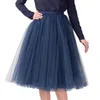 Skirts Womens High Quality Pleated Gauze Knee Length Skirt Adult Tutu Dancing Beach Femme Tulle Saia Midi Faldas 1.6