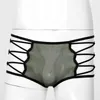 Underpants Sexy Mens Sissy Lingerie Semi-see Through Crisscross Side Briefs Hollow Out Silky Panties Mid Waist Elastic Waistband Underwear