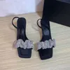 Sandales pour femmes à la mode Flash à talons hauts avec diamants Designer Sandal chaussures noires pantoufle