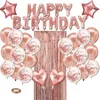 Storlek Grattis på födelsedagen Ballong Serie Set Party Supplies Rose Gold Color inkluderar Banner Confetti Balloons för alla åldrar