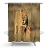 Douche gordijnen Cheetah Leopard Lion Lion Curtain Polyester Druk Waterdichte badkamer Jungle Dieren Lions Gedrukt Baddeur Decor5392430