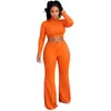 Frauen Baumwolle Crop Top Hosen Outfit 2 Stück Set Trainingsanzüge für Frauen weibliche Dame Winter Damen zweiteiliges Set Damenanzug 2021