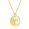Gold Zodiac Sign Twelve Constell Coin Pendant Necklace Stainless Steel Necklaces Women Fashion Jewelry Will and Sandy Libra Leo Pisces Virgo