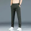 Mingyu Summer's Casual Pants Мужские брюки мужской брюки Slim Fit Работа Упругое талия зеленый серой свет Тонкие прохладные брюки 28-38 Y220308