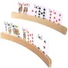 Ganchos Rieles 2 piezas Portatarjetas de póquer Manos libres de madera Juego de mesa Asiento Lazy Base Rack