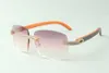 Direct sales double row diamond sunglasses 3524025 with orange wooden temples designer glasses, size: 18-135 mm
