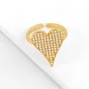 Кластерные кольца FLOLA CZ PAVE CRISTAL HEART OPEN MAND для женщин с каменным золотом регулируемое кольцо с кольцом