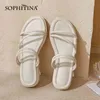 Sophitina Open-Toed dunne riem vrouwelijke schoenen platte twee-slijtage casual dagelijkse dame schoenen lederen zomer wilde dames sandalen AO666 210513