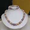 Brincos colar Habitoo lindo 12-14mm Natural Multicolor Barroce Reborn Keshi Pearl Bracelet Jewelry Conjunto para mulheres Presentes encantadores