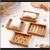 Aessories Hem Gardenwooden Naturliga Bamboo Tvålfack Bricka Kreativ Enkel Manuell Avloppshållare Förvaring Box Container för badduschplatta