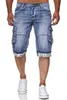 Calças de brim dos homens calças curtas 2021 verão casual streetwear roupas dos homens hip hop jeans bolso magro denim jean pant shorts azul 220212310e