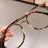 패션 라운드 여성 안경 프레임 빈티지 명확한 렌즈 안경 남자 광학 표범 녹색 안경 프레임 선글라스