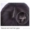 Aosi Women Clip Extensions 3 Clips i topper Naturlig Straight Black Brown Synthet med Bangs Fake Hairstycke