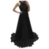 Vestidos informales Moda negra con lentejuelas Noche de noche para mujeres 2021 Halter Sin mangas Sin espalda Largo Formal Vestido de fiesta de boda 299a