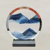 16cm Moving Sand Art Picture Silver Frame Round Glass 3D Deep Sea Sandscape In Motion Display Flowing Sand Frame H09226501347