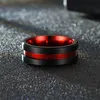 Contrast Color Red Groove Ring Band Finger Stainless steel Rings women men fashion jewelry will and sandy