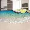 Aangepaste zelfklevende vloer muurschildering foto behang 3d zeewater golfvloer sticker badkamer dragen antislip waterdichte muur papers