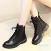 Boots England Style Womens Fashion Motorcycle Platform Cow Leather Shoes Party Banquet Dress Ladies Ankle Boot Short Botas Mujer
