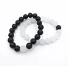 2021 nouveau Bracelet de perles d'onyx noir mat de jade blanc mat de 10mm, Bracelets élastiques de pierre gemme cadeau pour hommes femmes