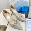 Designers casual Shoes women high heels metal buckle pearl quality party wedding bride ladies sandals fashionable sexy dress pointed