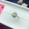 WEAINY Natural S925 Sterling Silver White Gold Ring Ladies Popular Peridot Gemstone Jewelry Give Female Gift