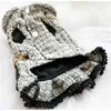 Одежда для собак ручной работы Винтаж C стиль серый Tweed имитация крокодила кожаная сумка собаки платья пальто зима весна 210401