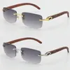 Whole Selling 8200757 Style Rimless Carved Wood Sunglasses Unisex Ornamental Decor UV400 Lens frame Original Wooden Glasses ma4438125