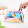 Waterproof Dream Colorful Bling Bling Holographic Beauty Organizer Pouch Clear Iridescent Clutch Makeup TPU Shell Cosmetic Bags