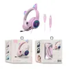 Nieuw product meisje hart bedrade kat oor gaming-hoofdtelefoon met microfoon geluidskaart RGB lichtgevende USB-interface laptop headset5761855