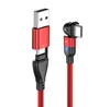 Cavi PD 60W da 180 gradi 2 in 1 USB-A da USB-C a TYPE-C 3A Dati di ricarica rapida Ruota il cavo a gomito per Huawei Xiaomi / Laptop