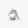 100% 925 Sterling Silver Two-Tone Heart and Lock Charm Fit Original European Charms Armband Bröllopsmycken Tillbehör256x