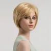 Kort syntetisk peruk simulering mänskliga hår peruker hårstycken med bangs pelucas de cabello naturliga corto k91