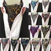Luxury Men Paisley Floral Jacquard Silk Wedding Formal Cravat Ascot Gentleman Necktie Pocket Square Handkerchief Neckerchief Set