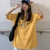 High Quality Cartoon Print Short Sleeve T-shirt Women Summer 2022 Yellow White Black Shirt Girl Oversize Tops Cute Casual Tshirt Women's