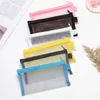 Pencil Bags Simple Transparent Nylon Bag Zipper Pen Case Pouch Stationery Student Large Capacity Office School Supplies