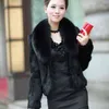 Black/white Womens Winter Autumn Short Section Faux Fur Jackets Man-made Rabbit Collar Casual Coats 211220