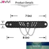 Jovivi 1x Pulseras para hombre Metal Biker Black Wide Bullet Skull Spike Chain Cuero de vaca Pulsera punk rock Pulsera ajustable Precio de fábrica diseño experto