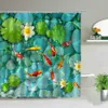 Chinese Style Koi Fish Print Shower Curtain Bathroom Screen Waterproof Fabric Background Wall Decor Cloth Hanging Curtains Gifts 210915