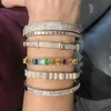 Rainbow Baguette Cz Manschett Bangle Armband för kvinnor Lyxiga Gorgeous Women Multi Piece Stacking CZ Band Bangles Q0720