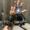 Luksusowy Korea Punk Punk Brelowain dla damskiej torby wiszącej skórzane okulary przeciwsłoneczne Rabbit z prawdziwymi norkami