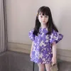 ベアリーダーガールズ花パーティー衣装夏の女の赤ちゃんカジュアルかわいいドレス韓国のパフスリーブ子供1-6歳210708