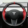 Tesla 모델의 모델 X 모델 3 DIY 사용자 정의 가죽 스웨이드 스티어링 휠 커버 커버 자동차 휠 커버 인테리어 장식