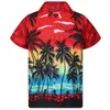 Amarelo Hawaiian Beach Camisa Homens Verão Moda Palmeira Impresso Mens Tropical Aloha Camisas Férias Chemise Home 210721