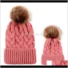 Caps Akcesoria Dziecko Kropla Dostawa 2021 Dziewczyny Mama Dzianiny 5 Wzory Solidna Knittal Wool Bobble Winter Boys Dla Dzieci Moda Ski Ciepłe H