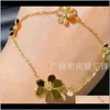 Bangle Bracelets Drop Delivery 2021 925 Sterling Brand For Women Sier Chainbracelet Praty Wedding Jewelry Gold Color Flower Clover Bracelet 2