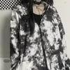 남성용 후드 스웨터 패션 넥타이 염료 지퍼 위로 여성 슬림 프린트 스웨터 의류 Y2K 미학 그라데이션 트렌드 하라주쿠 까마귀 탑