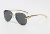 Top luxe polit Zonnebril polaroid lens Merk designer dames Mens Goggle buffelhoorn bril Vintage Gold Metal Fashioni Brillen Met Box Lunettes