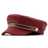 Bérets en cuir PU pour filles, casquettes militaires, chapeaux de marin pour femmes, noir et gris, casquette de capitaine à dessus plat, chapeau de cadet de voyage, printemps-automne