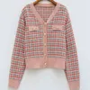 Vintage dzianiny Sweter Damski Sweter Kawaii Tweed sweter Jesień Zima Koreański Sweter Retro Knitwear Ubrania Topy 211103