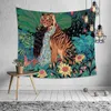 Grande tapisserie psychédélique fille tigre tapisserie style boho tapisserie maison mur chambre décoration couverture d'impression 210609